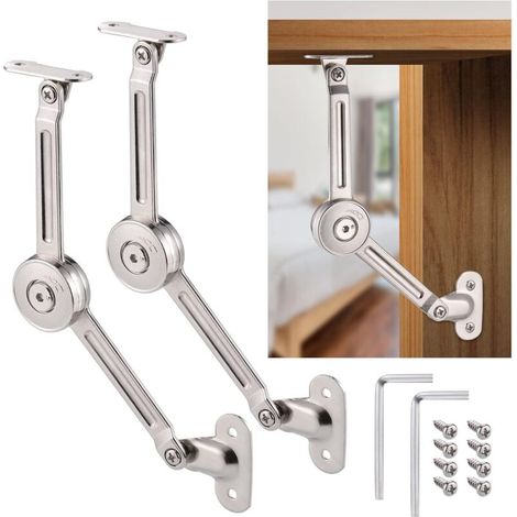 Cerniere a chiusura ammortizzata (set da 2) con viti, finitura nichel satinato, supportano fino a 18 kg per armadi e cassapanche. (1/5)