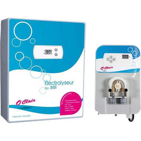 Piscine Center O'Clair – Pack électrolyseur S60 – Régulateur pH pour piscines jusqu'à 60 m³ – Cellule autonettoyante – Accessoires inclus