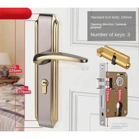 (Type D) Serrure de porte en bois pour appartement, avec clé, pour portes intérieures de maison et meubles de chambre. (1/5)