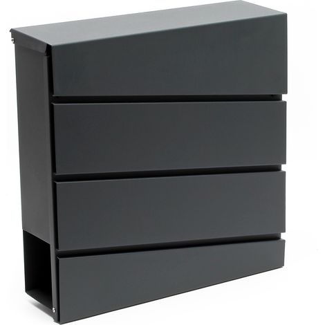Wiltec – Boîte aux lettres murale ou sur pied verrouillable – Acier galvanisé gris anthracite – Dimensions 370 x 105 x 370 mm – Porte-journaux inclus