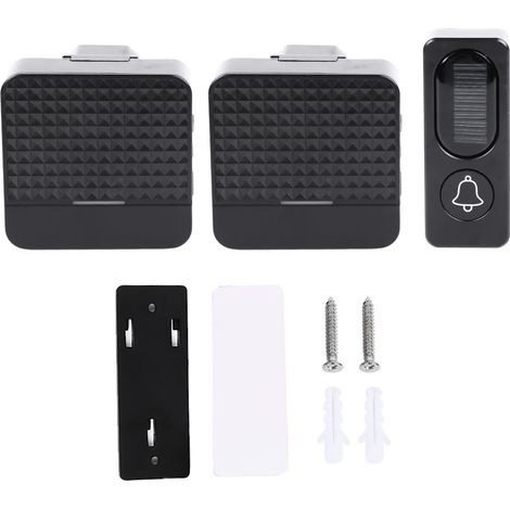 Sonnette sans fil autonome noire, sans pile, intelligente pour personnes âgées, mini carillon EU 90-260V (1/5)