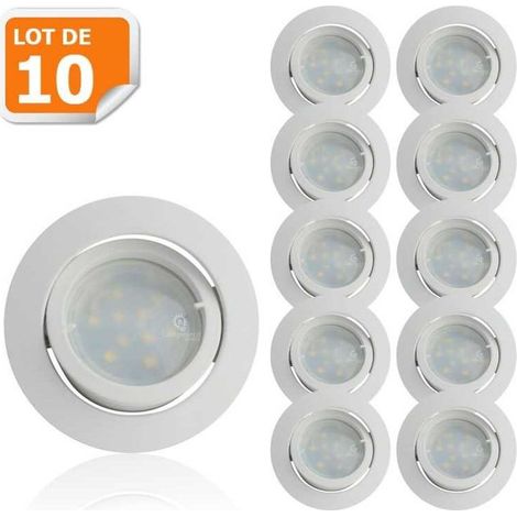 Lot de 10 Spot Led Encastrable Complete Blanc Orientable lumière Blanc Neutre eq. 50W ref.888 (1/5)