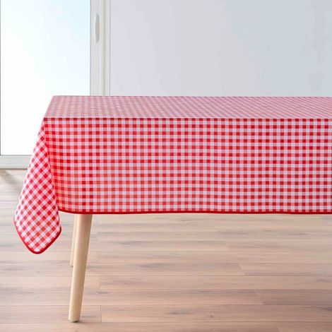 Nappe rectangulaire 150x240 antitache imprimé VICHY rouge (1/4)