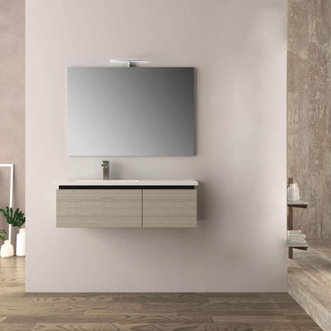 Mobile bagno 100 cm rovere sbiancato Mod. Mono Slide (1/4)