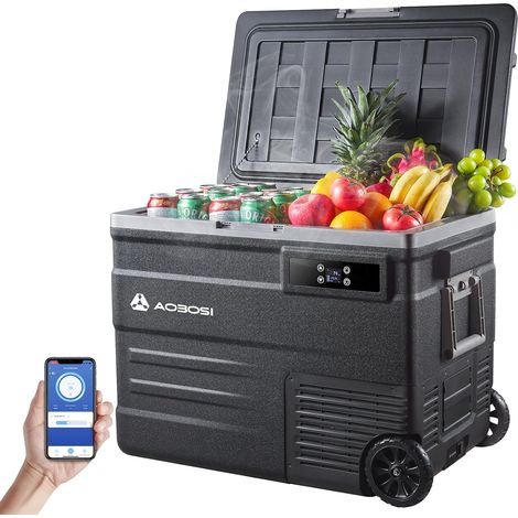 55L Glacière à Compresseur, Glaciere Électrique -20℃ à 20℃, Frigo Camion APP&Bouton Contrôle, 12/24V DC et 100-240V AC Glaciere Camping Pour Voiture, Camion, Bateau et Prise De Courant [Classe énergét (1/5)