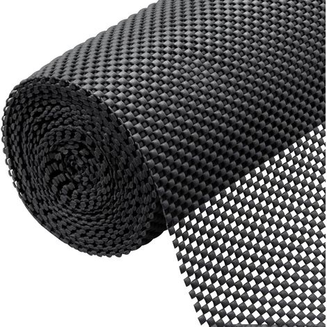 Tapis Antidérapant Polyvalent, 40CM x 600CM PVC Tapis Anti Dérapant Doublure D'Étagère de Tiroir Tapis de Coussin de Sol Imperméable pour Maison Bureau Voitures Cuisine Salle de Bains (Noir) (1/5)