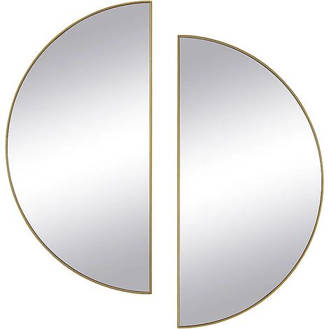 Lotto di 2 Specchio a semicerchio di design L.50 x H.100 cm in Metallo Dorato - GAVRA