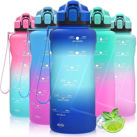 Gourde de sport graduée 2L, 1.5L, 1L, 700ml, 500ml, sans BPA, étanche, pour enfants et adultes (1/5)