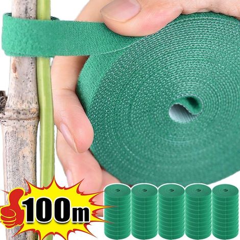 Attache-câble auto-adhésive en nylon pour plantes, verte, réglable, support velcro pour plantes, ficelle de jardin, bandage, bandes adhésives de fixation réutilisables (1/5)