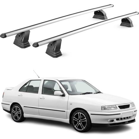 OMAC Barres de toit transversales en aluminium pour Seat Toledo I 1991-1999 – TÜV / DIN 75302:2019 – Antivol inclus – Charge max 75 kg – 2 barres – Gris (1/5)