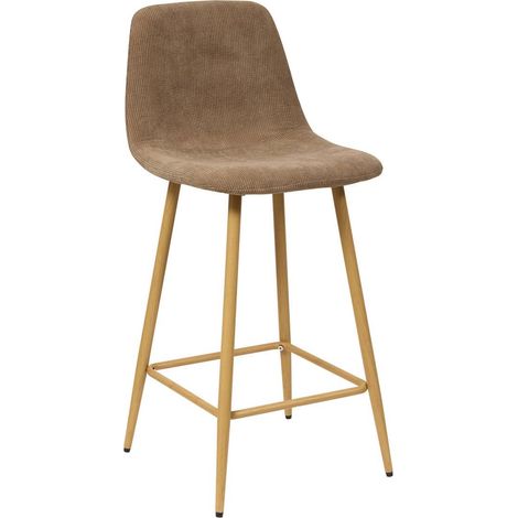 Chaise Haute de Bar Roka en Tissu Beige Foncé L42xP48xH93 cm - Atmosphera créateur d'intérieur (1/3)
