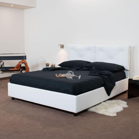 Letto APPIA bianco una piazza e mezzo con contenitore H27 e rete a doghe (1/5)