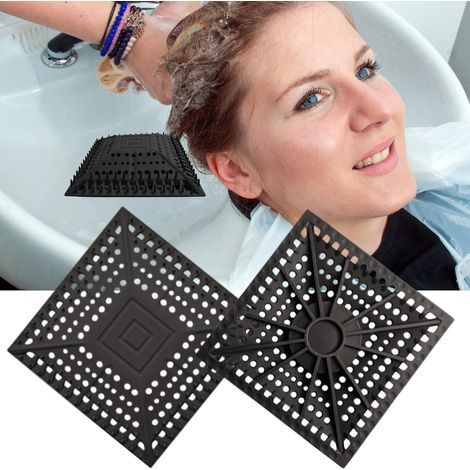 CCYKXA Set of 2 Square Hair Catchers for Shower Drain, Premium Silicone Protector and Cover for Standard Shower Drain (Black and Black)