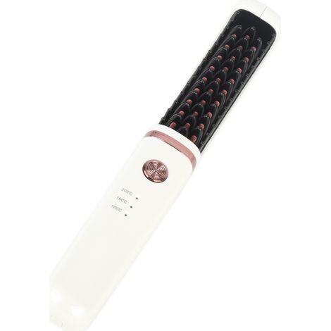 Brosse lissante cheveux sans fil rechargeable USB, 3 niveaux de température réglables, peigne coiffant portable anti-brûlure (1/5)