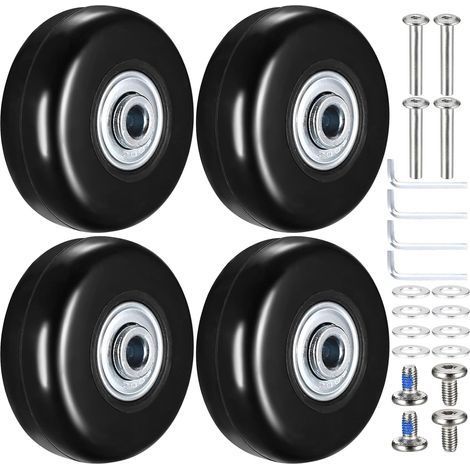 4 Pcs Roulettes de Valise de Remplacement, Roues de Remplacement pour Valise, 50x18mm Roues de Bagages de Remplacement, Roues de Chariot de Remplacement en Caoutchouc pour Valises et Trolleys (1/5)