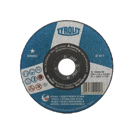 Disco de corte 2en1 41C 125x1,0x22,23 A60Q-BFB TYROLIT 34332871 (1/6)
