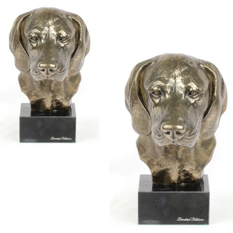 Weimaraner - estatuilla de perro, busto sobre una base de piedra, escultura, trofeo para una exposición canina de Art-Dog (1/5)