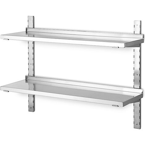BRB Étagère murale en acier inoxydable avec 2 tablettes - Dimensions : 1000 x 355 mm - Capacité : 20 kg (1/2)