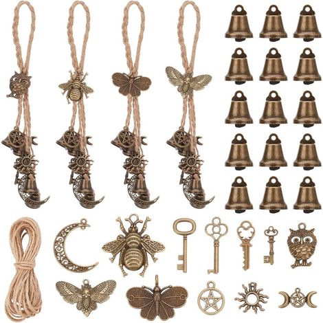 4 Pcs DIY Witch Bells Animal Theme Wind Chimes Home Decor Witch Bells for Door Handle Protection Witch Crafts (1/5)