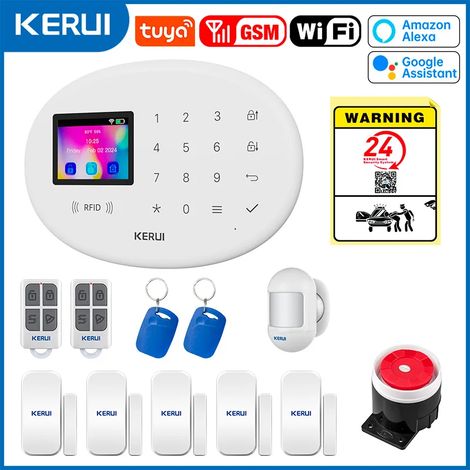 (Pack 3) Système d'alarme antivol sans fil, alarme domestique, alarme intelligente WiFi GSM SMS, compatible avec Alexa. (1/5)