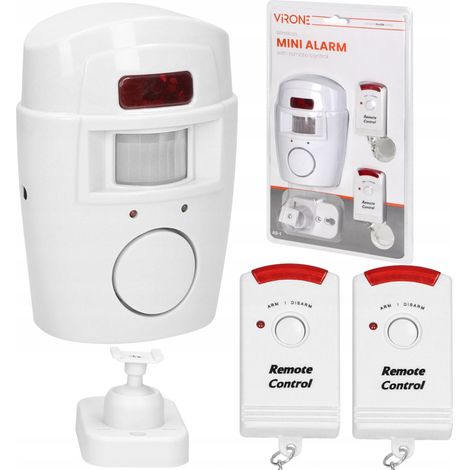 Mini-alarme AS-1 - 6 m - Blanche - Détecteur de mouvement - Volume 105 dB - 2 télécommandes (1/5)