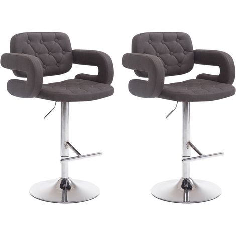 Set di 2 sgabelli da bar imbottiti in tessuto nero, braccioli, poggiapiedi dal design moderno TDB10485