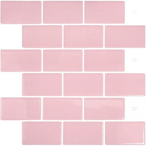 10 Pièces,Carrelage Autocollant Métro Rose,Crédence Adhésive Cuisine Salle de bains,Papier Adhesif en Vinyle 3d Brique,30.5x30.5cm (1/4)