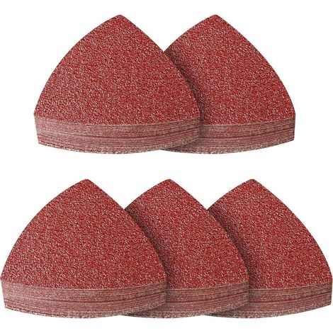 70 Stück Schleifpapier Dreieck 93mm Klett 40 Körnung für Multischleifer Holz Metall (1/5)