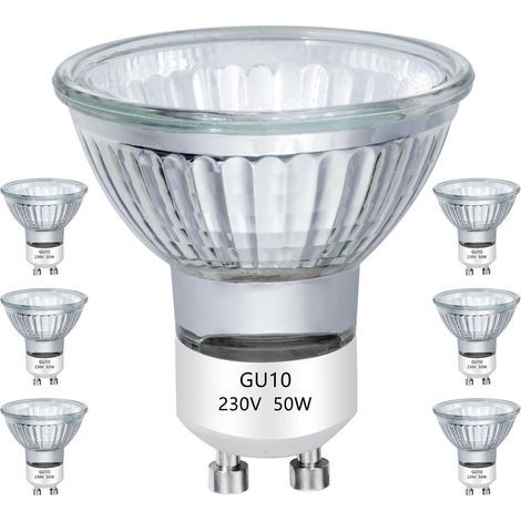 GU10 50W Dimmable Halogen Bulbs, Warm White 2800K, 38° Beam Angle, for Indoor Lighting (1/5)