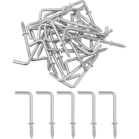 40 Pièces 1-1/4 pouces Tricots à Vis en Forme de L Couleur Argent (1/5)