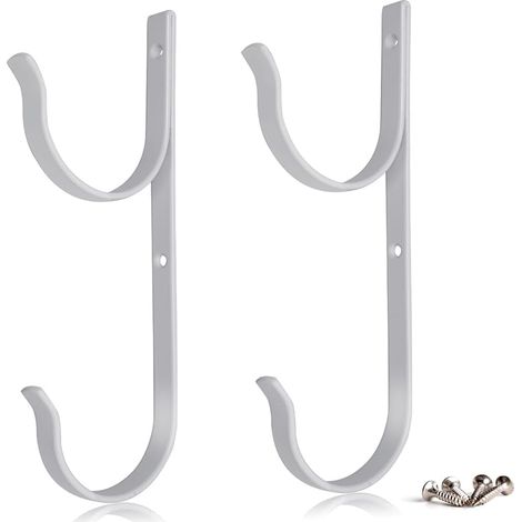 Lot de 2 crochets robustes en aluminium blanc avec vis Crochets parfaits pour les poteaux télescopiques de piscine (1/5)