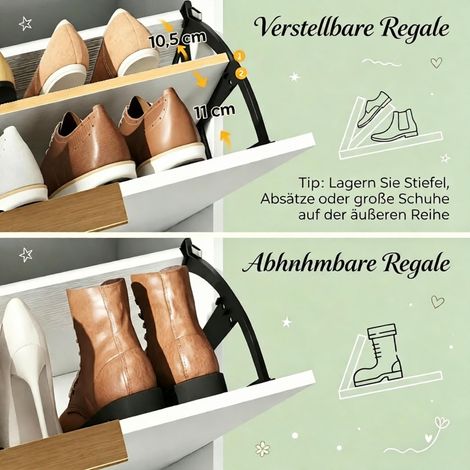 Meuble de rangement chaussures fin, capacité 12 paires, 2 portes pliantes, étagères modulables, idéal couloir. (1/5)