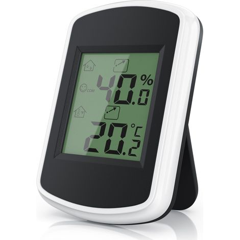 BEARWARE Thermometer Hygrometer - Temperatur und Luftfeuchtigkeitmessgerät - Komfortsymbole - Trendanzeige - °C - Haltemagnete und Standfuß (1/5)