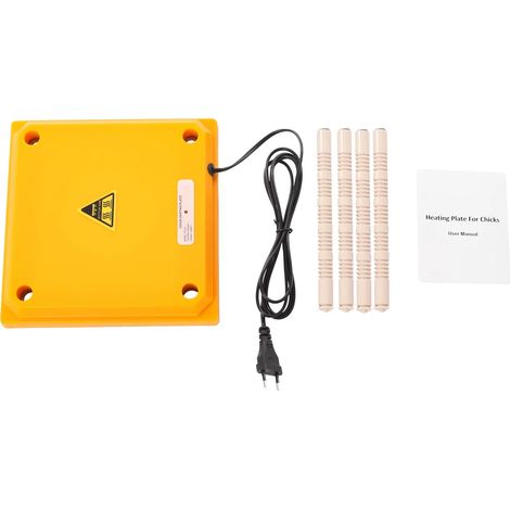 Placa calefactora para pollitos, altura ajustable, diseño compacto, color amarillo. (1/2)