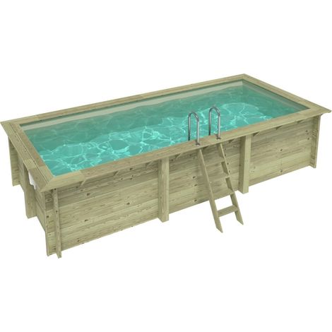Piscina in legno AQUA 6.1 x 2.85 - H.1.31 m, sabbia, con supporti da cementare - BAS7307OSPI3