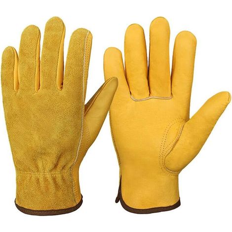 Gants de Jardinage en Cuir de Vachette - Flexibles Cuir Gants de Travail - Résistants aux Épines Gants de Jardinage Gants de Soudeur pour Homme et Femme (1/5)