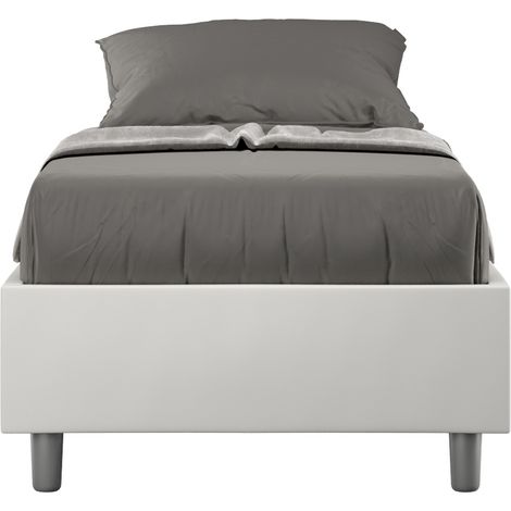 Letto singolo senza rete imbottito 80x190 similpelle bianco Azelia (1/4)