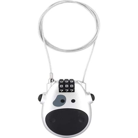 Serrure à combinaison de vélo, Câble Antivol Compact,Antivol Avec Code à 3 Chiffres,Antivol Câble Rétractable,Antivol Scooter, Antivol à Combinaison Vélo,Antivol Code Universel Argent (1/3)