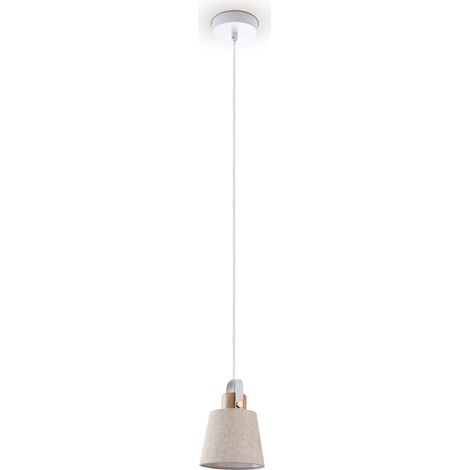 Paco Home Hängelampe Pendelleuchte Esstisch Wohnzimmerlampe Deko Lampenschirm Stoff E27 Weiß-Creme, Ø15cm