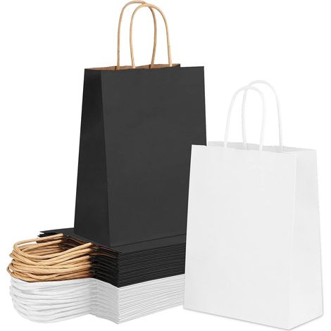 Bolsa de papel kraft con asa, bolsa de regalo, bolsa de regalo kraft, 40 bolsas de papel, bolsa kraft de 21x15x8cm, bolsa kraft con asa, bolsa kraft grande para fiestas, cumpleaños, bodas (1/5)