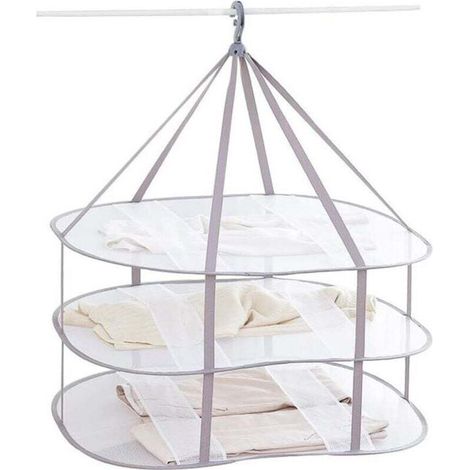 Séchoir à pulls pliable à trois niveaux en maille, 77 cm de long x 61 cm de large x 78 cm de haut