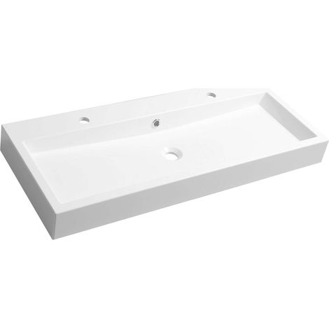 Sapho Orinoko - Lavabo 100x42 cm, 2 fori per miscelatore, marmoresina, bianco OR101 (1/5)