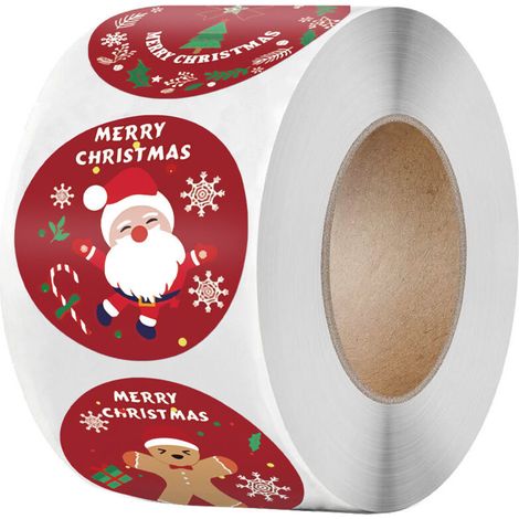 Rouleaux explosifs d'autocollants, étiquettes autocollantes en cuir de vachette, étiquettes de décoration de Noël, 500 pièces (1/5)