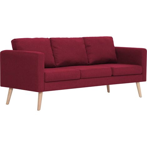 Canapé Sofa à 3 places Tissu Rouge bordeaux