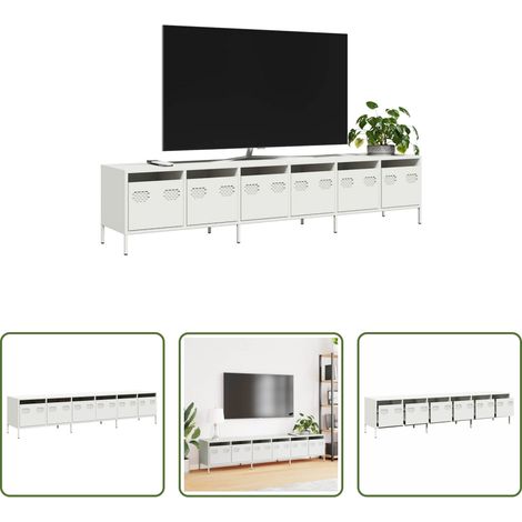 vidaXL Kaltgewalzter Stahl - TV-Schrank Weiß 202x39x43,5 cm Kaltgewalzter Stahl (1/5)
