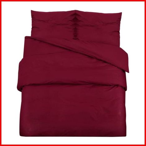 Parure de lit - VGEBY - Bordeaux - 200x220 cm - Microfibre légère - Résistance aux taches (1/4)