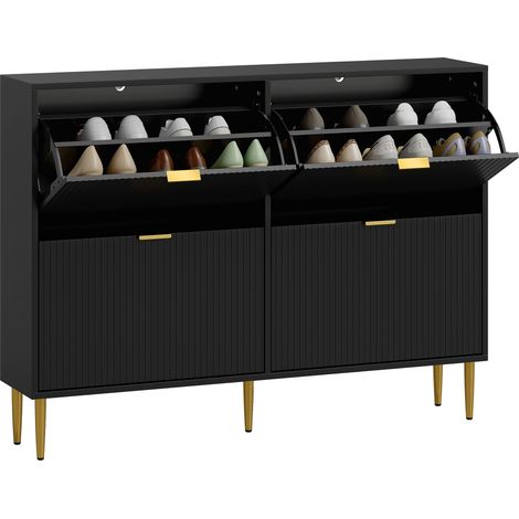 Elegant Four-Drawer Shoe Cabinet - Black (1/5)