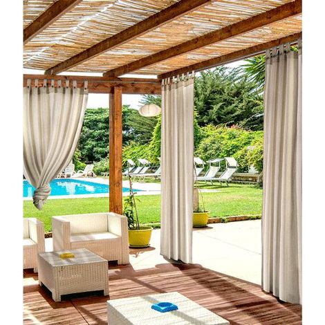Auvent hydrofuge beige 140x280 cm – Boucles et boutons – Adapté aux gazebos et pergolas en bois – Toile résistante aux intempéries