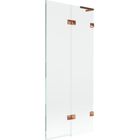 Mexen Lunar L Badefaltwand 2-teilig rechts 80 x 150 cm, transparent, Roségold - 897L-080-100-60-00-P (1/5)