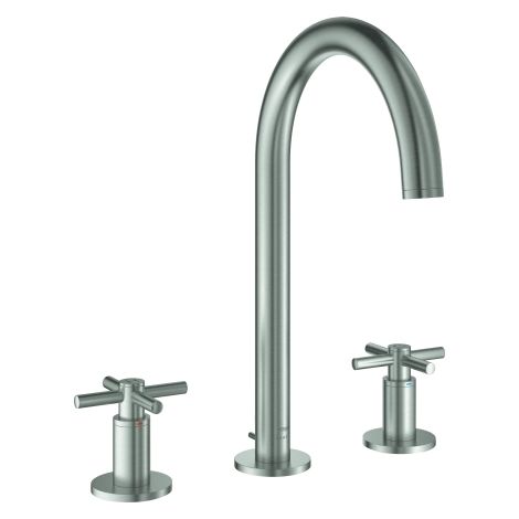 3-Loch-WT-Batterie Atrio 20643 Rohrauslauf Kreuz-Griff supersteel (1/3)